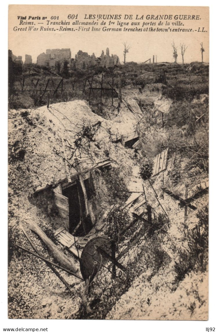 CPA 51 - REIMS (Marne) - 601. Tranchées Allemandes De 1re Ligne Aux Portes De La Ville - LL (Ruines De La Grande Guerre) - Reims