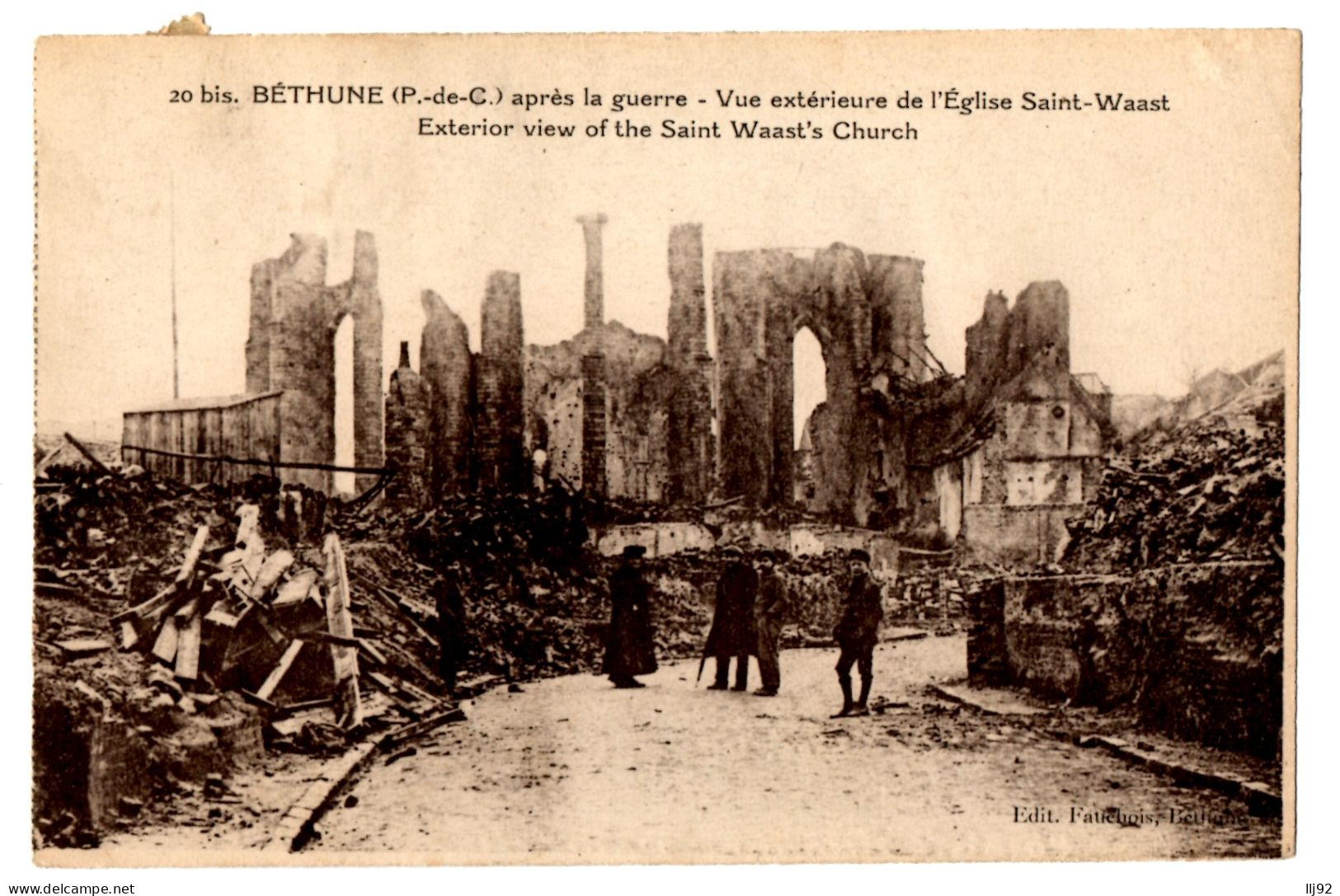 CPA 62 - BETHUNE (Pas De Calais) - 20 Bis. Après La Guerre, Vue Extérieurede L'Eglise Saint Waast - Bethune