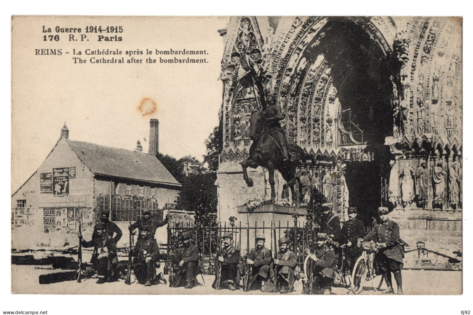 CPA 51 - REIMS (Marne) - 176. La Cathédrale Après Le Bombardement (animée, Soldats) - R.P. - Reims