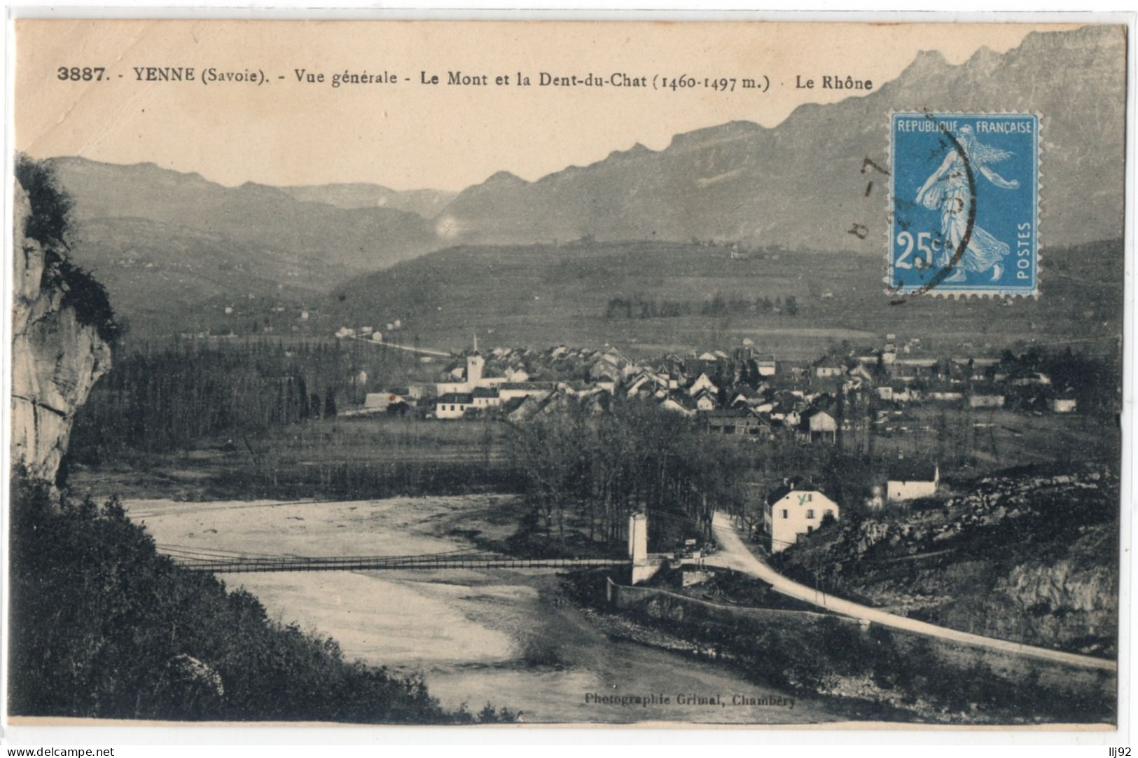 CPA 73 - YENNE (Savoie) - 3887. Vue Générale. Le Mont Et La Dent Du Chat. Le Rhône - Ed. Grimal - Yenne