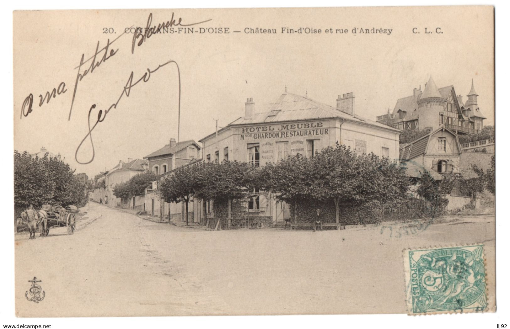 CPA 78 - CONFLANS - FIN D'OISE (Yvelines) - 20. Château Fin-d'Oise Et Rue D'Andrésy - Dos Non Divisé - C.L.C. - Conflans Saint Honorine