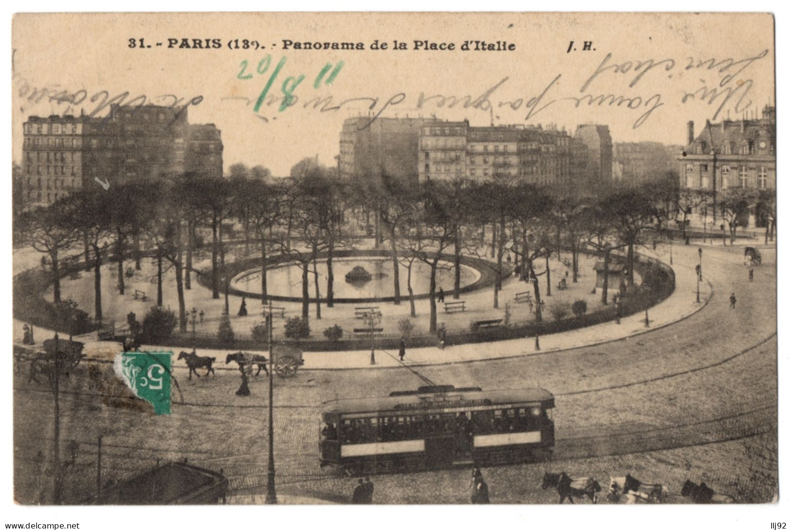 CPA 75 - PARIS - 31. Panorama De La Place D'Italie (animée, Tramway) - Ed. J.H. - Places, Squares