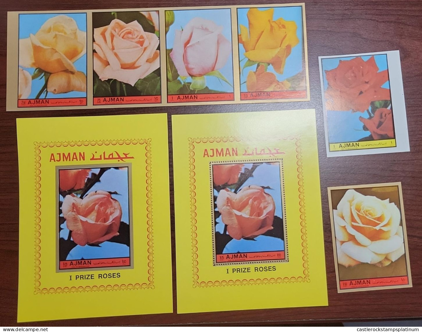 O) 1972 AJMAN . UNITED ARAB EMIRATES, ROSES - FLOWERS, IMPERFORATE - Andere & Zonder Classificatie