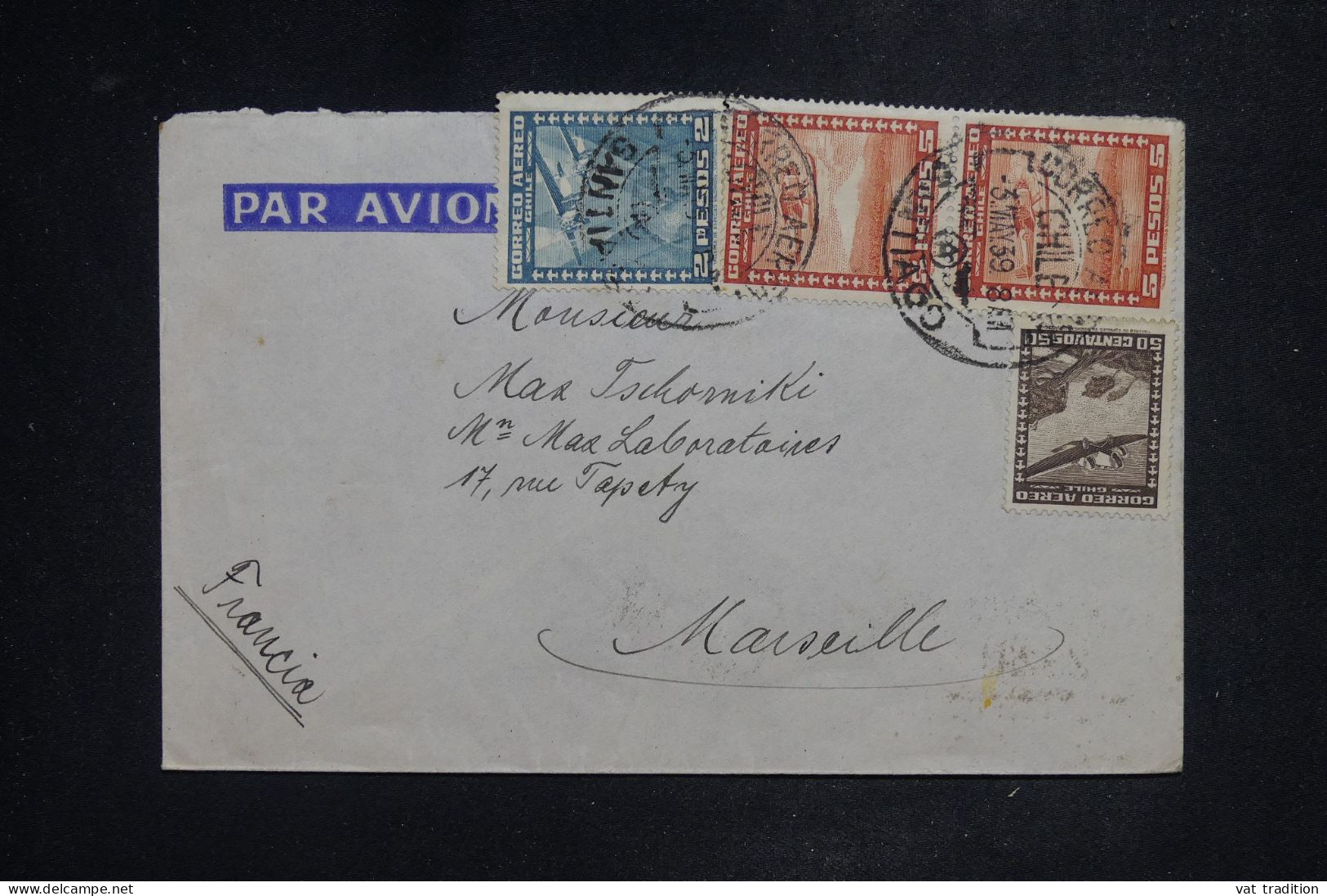 CHILI - Lettre Par Avion > La France - A 2911 - Cile