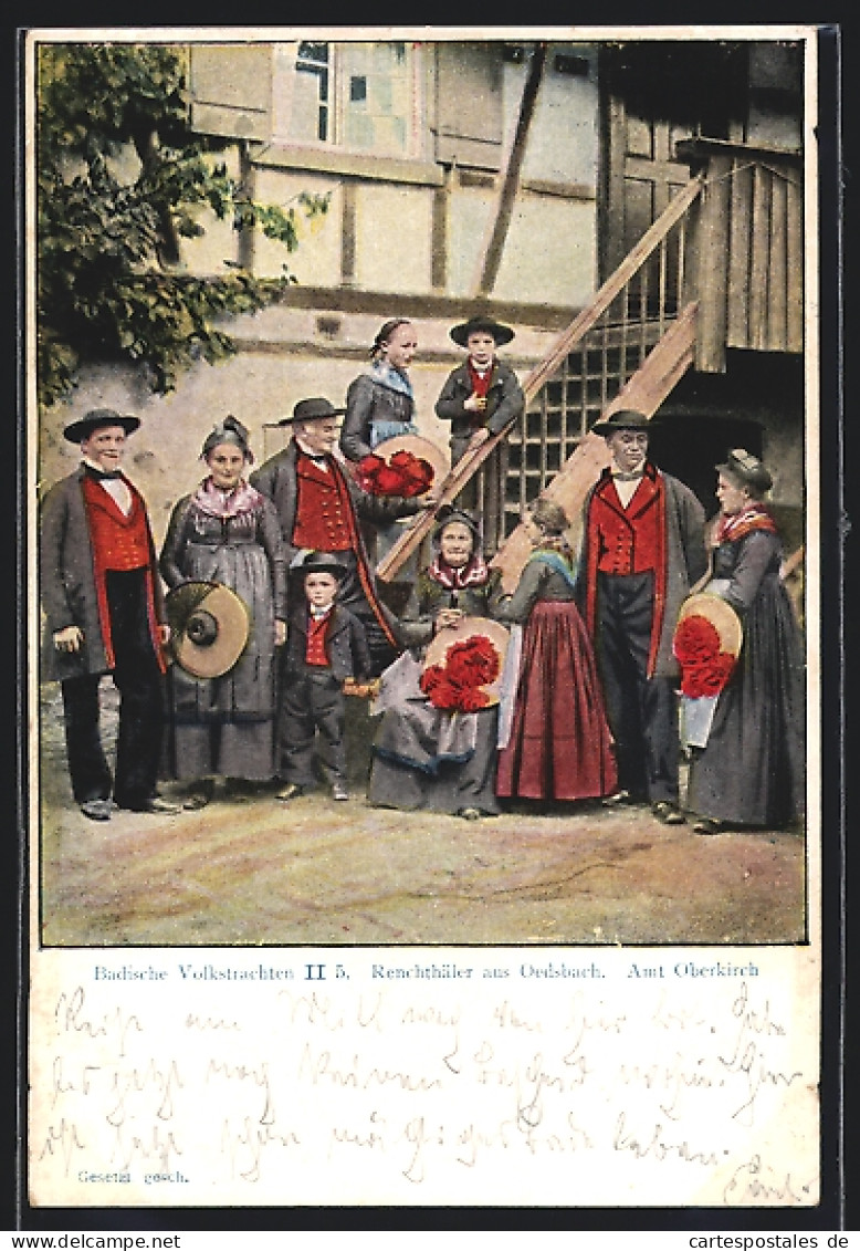AK Renchthäler Aus Oedsbach, Familie In Schwarzwälder Tracht  - Vestuarios