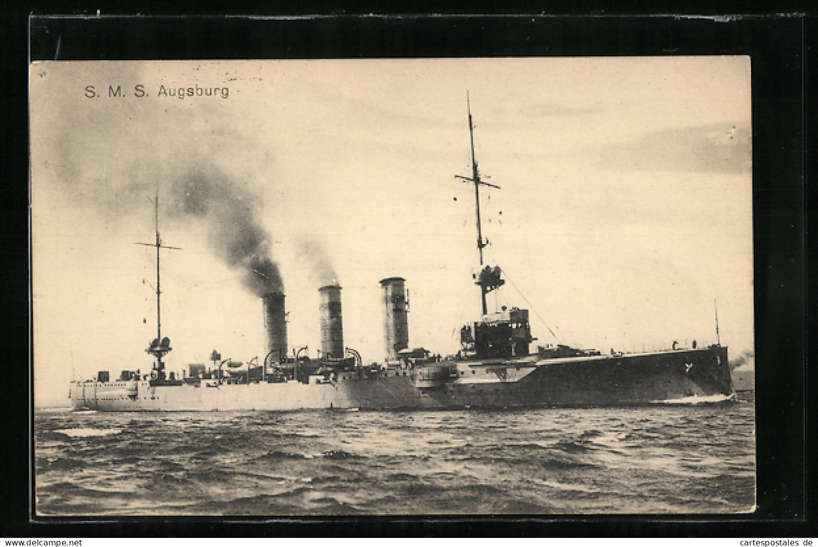 AK Kriegsschiff SMS Augsburg Unter Volldampf  - Guerre