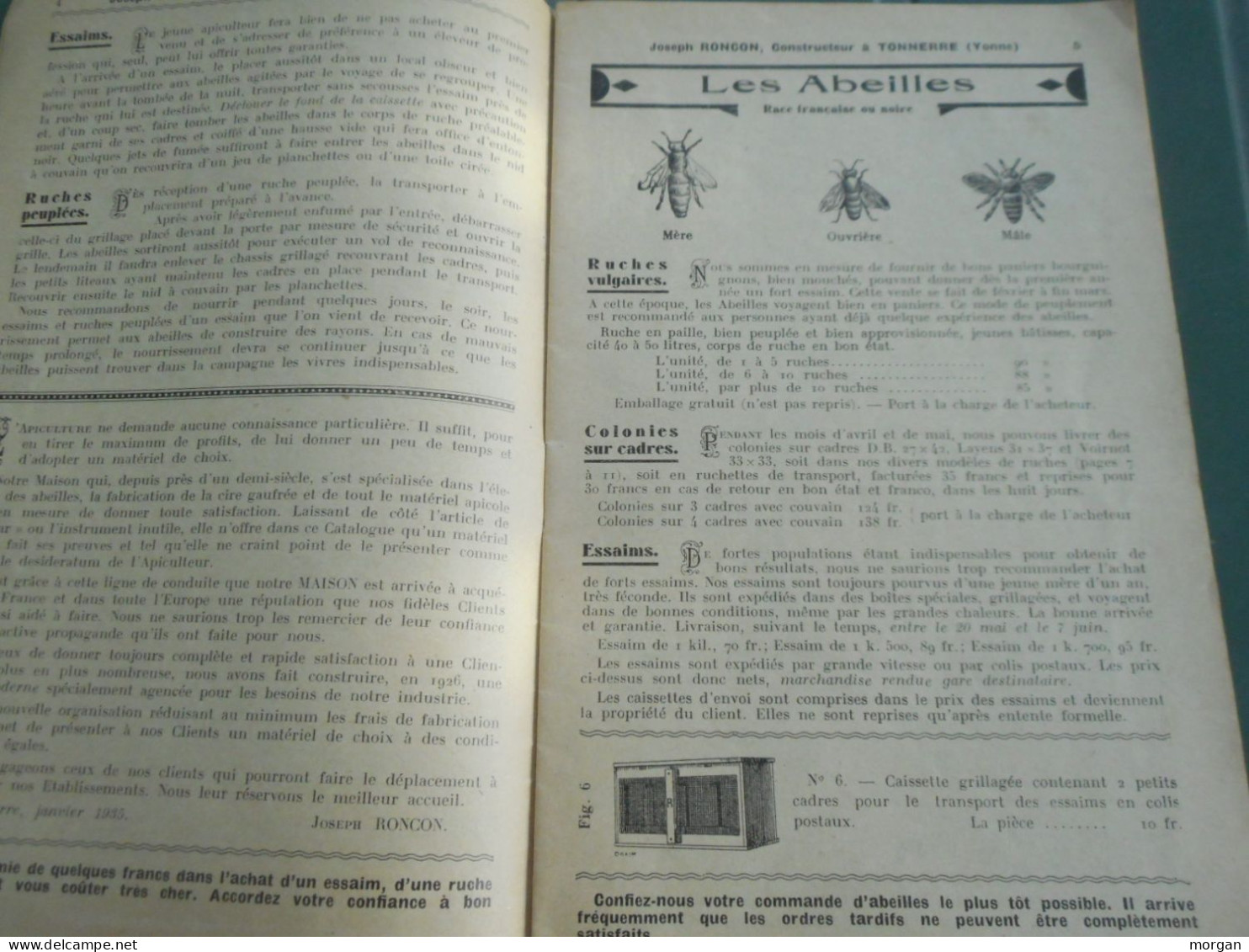 ANCIEN CATALOGUE APICULTURE, RUCHES ABEILLE MATERIEL, 1935, J. RONCON A TONNERRE DANS L'YONNE - Sin Clasificación