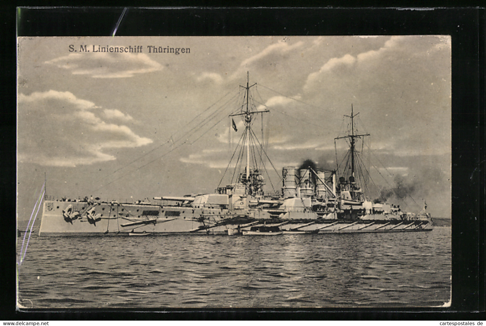 AK Kriegsschiff S. M. Linienschiff Thüringen Mit Beibooten  - Guerre
