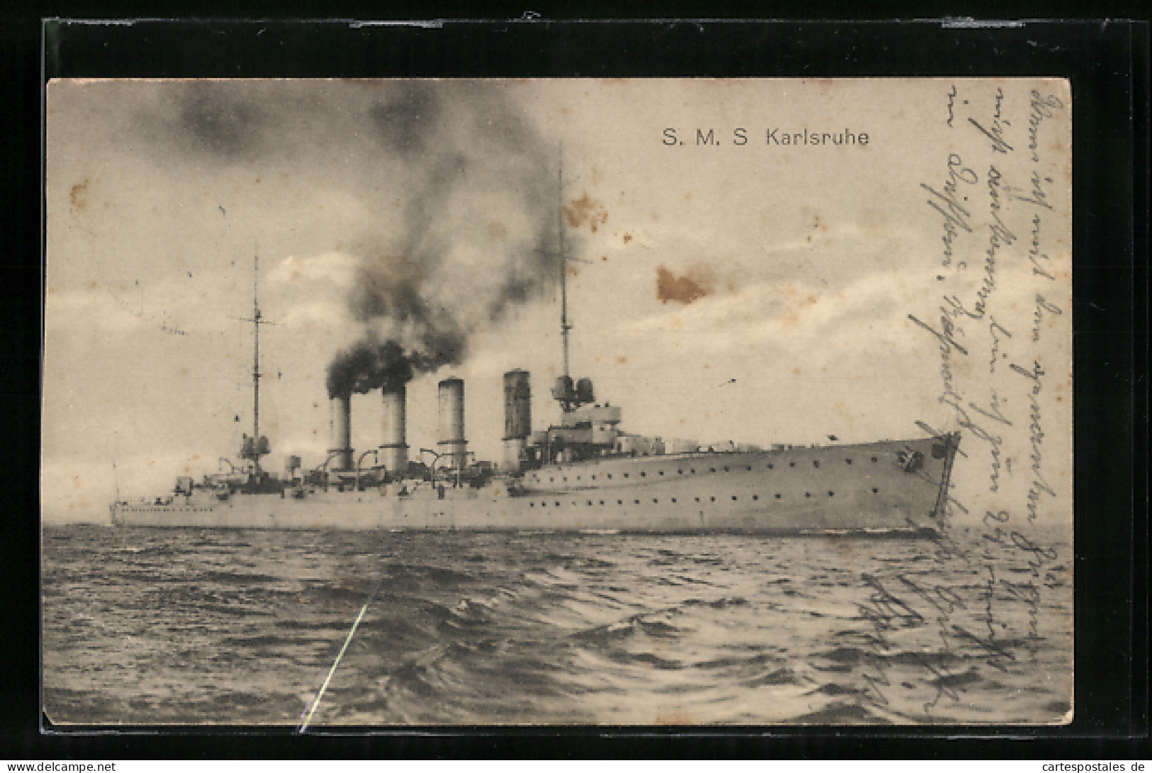 AK Kriegsschiff SMS Karlsruhe In Fahrt  - Guerra