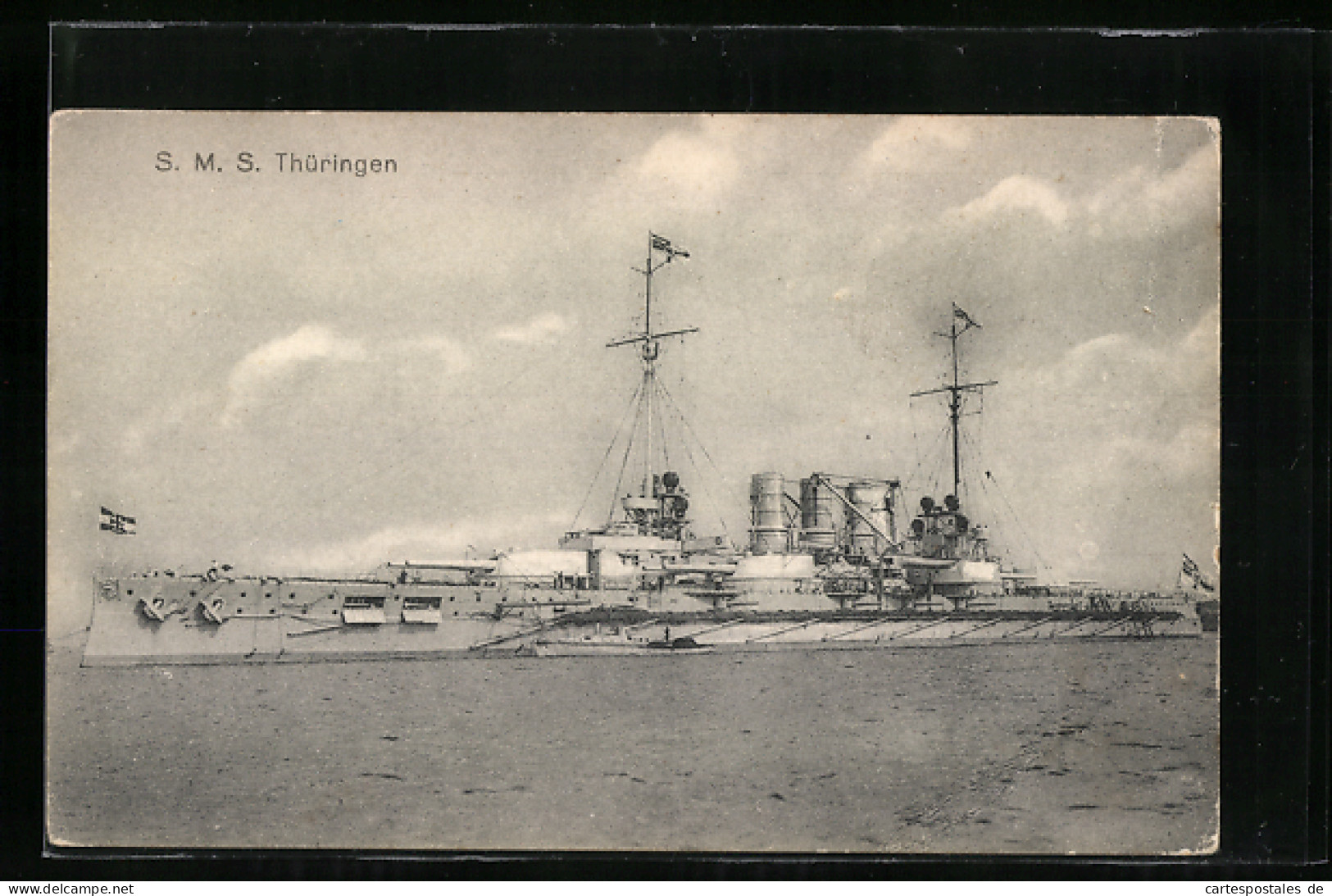 AK Kriegsschiff SMS Thüringen Vor Anker Liegend  - Guerre