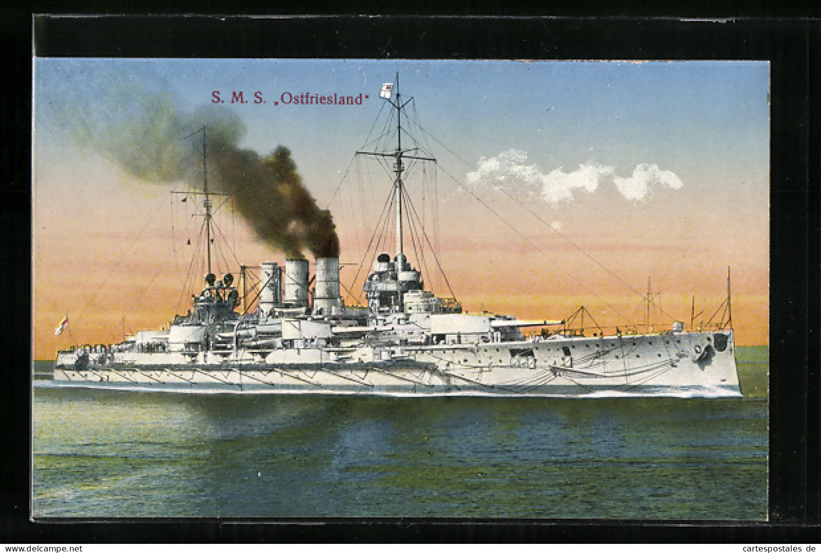 AK Kriegsschiff S. M. S. Ostfriesland Mit Rauchendem Schornstein  - Guerre