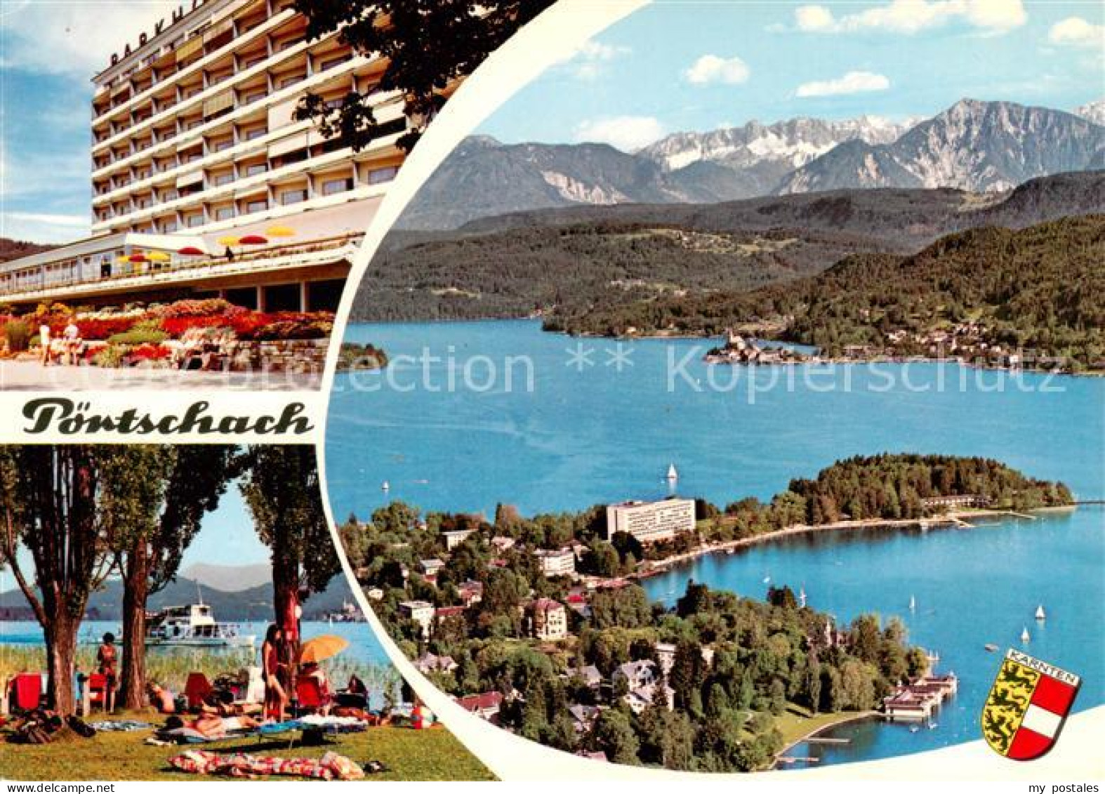 73854956 Poertschach Woerthersee Fliegeraufnahme Mit Karawanken Hotel Strand Poe - Other & Unclassified