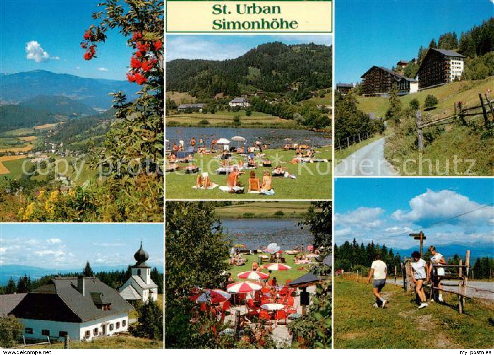 73854938 St Urban Kaernten AT Panorama Strandbad Am Urbansee Kirche Camping Wand - Otros & Sin Clasificación