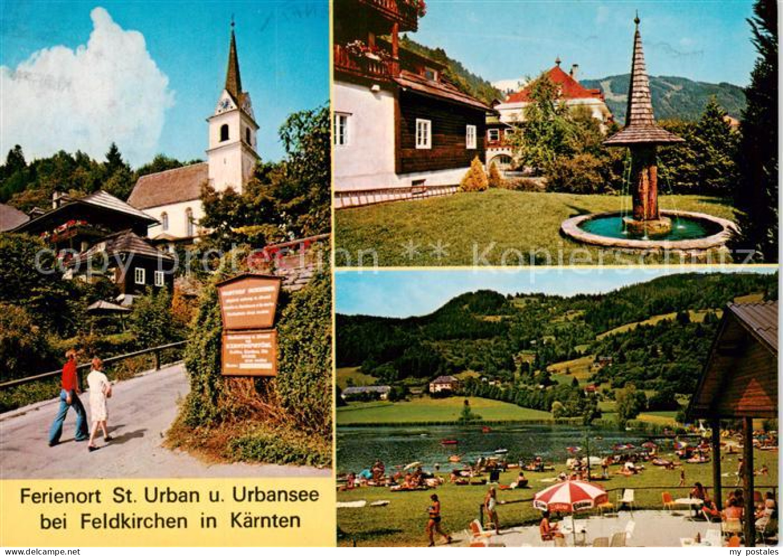 73854932 St Urban Kaernten AT Kirche Brunnen Strandbad Am Urbansee  - Autres & Non Classés