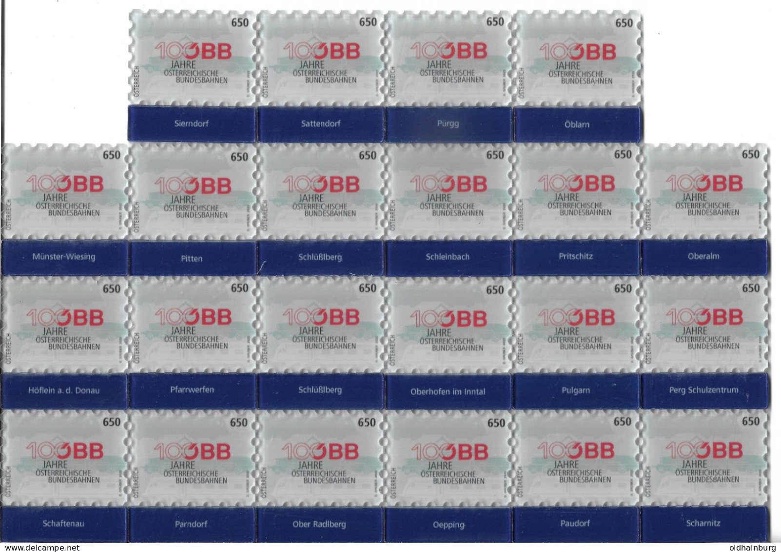 Neu 2023, 22 Unterschiedliche Bahnhöfe/ ÖBB- Marken Im Lot Auflage Je Ca 200 St. - Unused Stamps