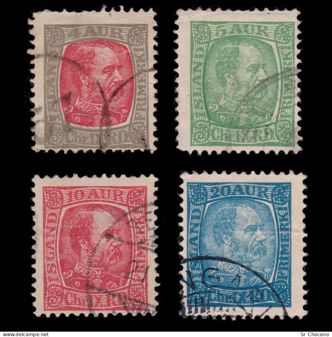 ICELAND STAMPS.1902-04.King Christian IX.Set 4.USED. - Gebraucht