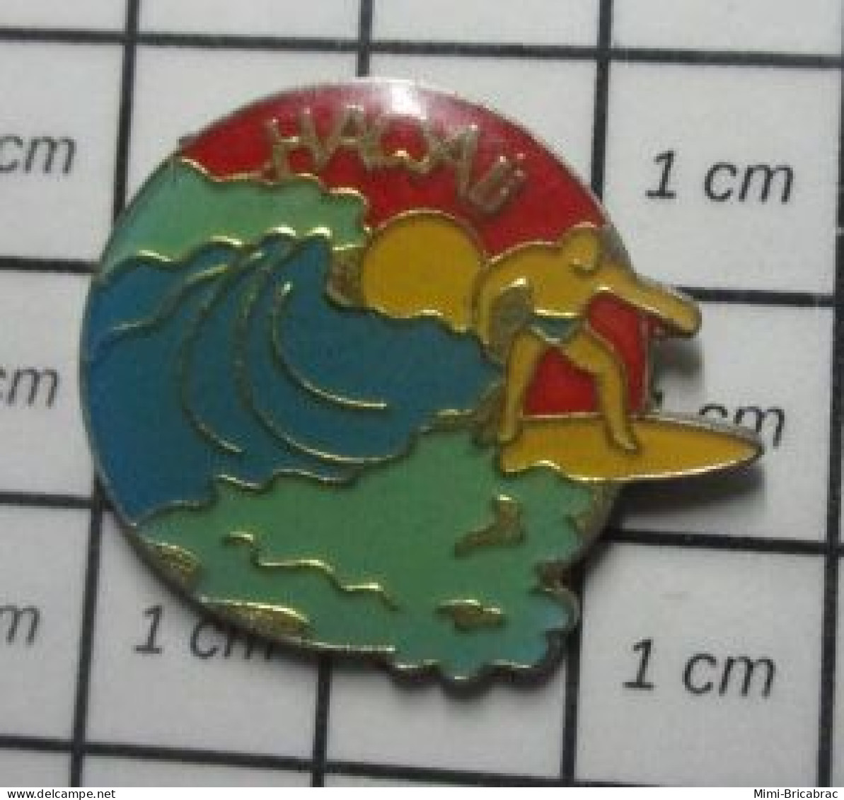 310A Pin's Pins / Beau Et Rare / SPORTS / SURF SURFER HAWAII Avec Jack Lord Et Le Générique De Morton Stevens - Sonstige & Ohne Zuordnung