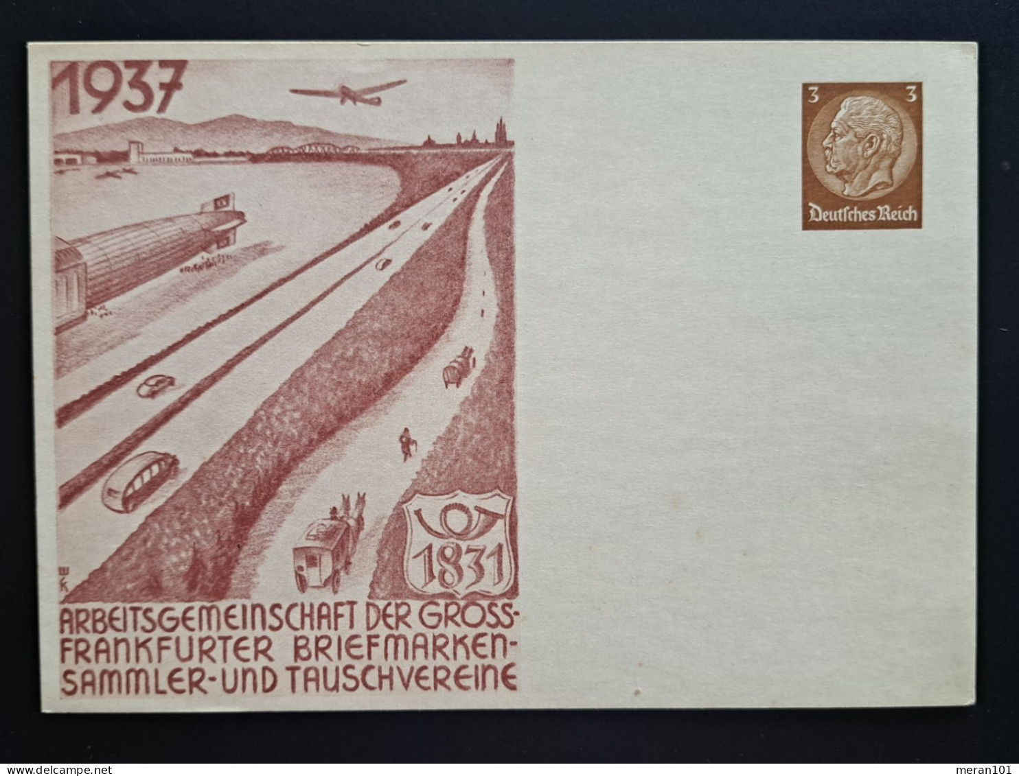 Privat-Ganzsache 1937, Frankfurter Briefmarken Vereine Ungebraucht - Privat-Ganzsachen