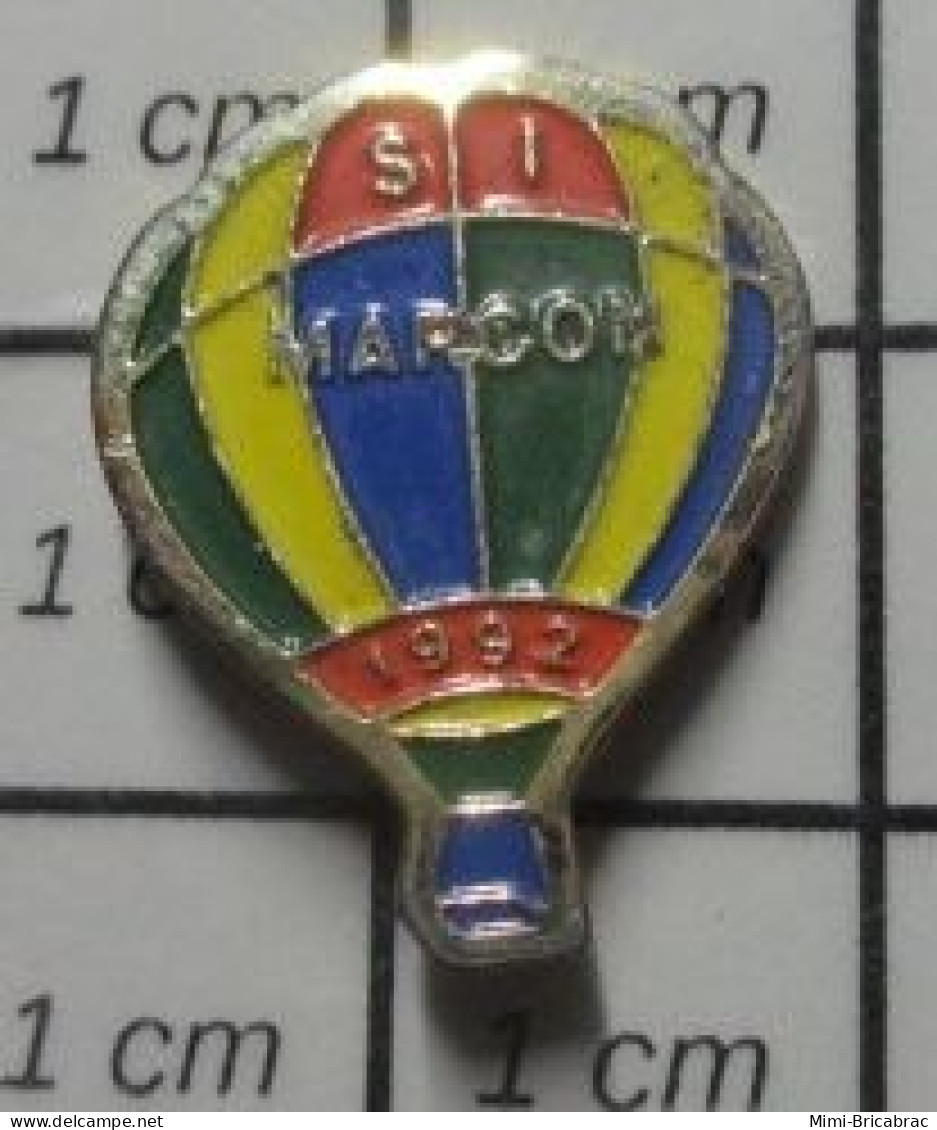 1520 Pin's Pins / Beau Et Rare / VILLES / MARCON LE COUP SYNDICAT D'INITIATIVE 92 MONTGOLFIERE BALLON LIBRE - Villes