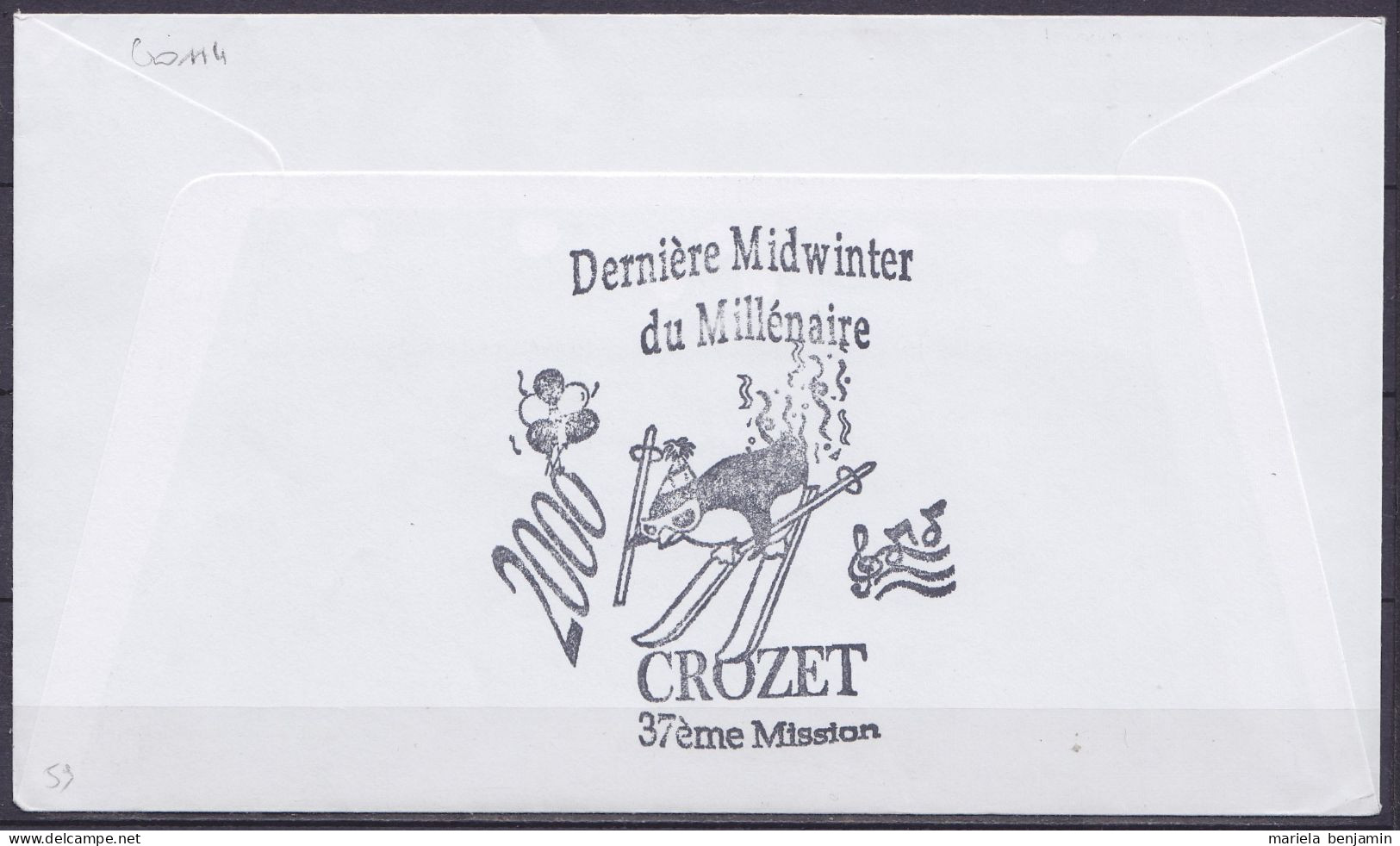 TAAF - Crozet - Cachets Bateau Palangrier CROIX DU SUD 1 + MIDWINTER 37e Mission (au Dos) - Oblit. Alfred Faure 21-6-200 - Cartas & Documentos