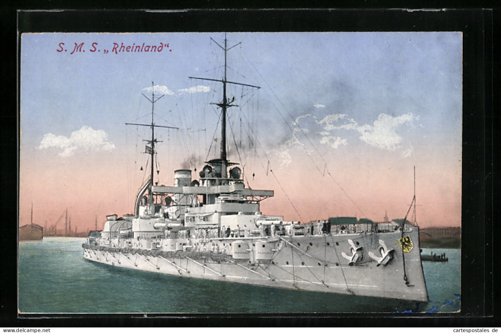 AK Kriegsschiff SMS Rheinland, Bugansicht  - Guerre