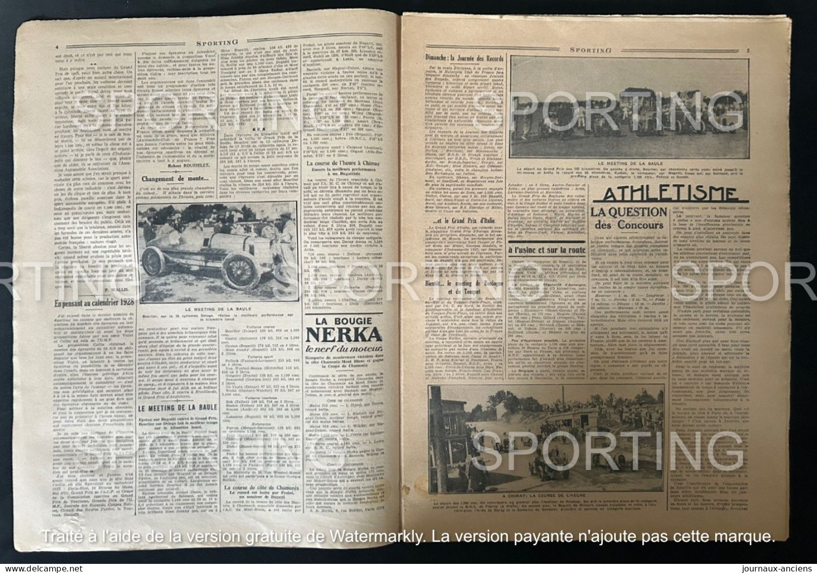 1927 Rare Revue Sportive " SPORTING " WATER POLO - CYCLISME PARIS LIMOGES - AUTOMOBILE LA BAULE - TENNIS - ETC.......... - 1900 - 1949