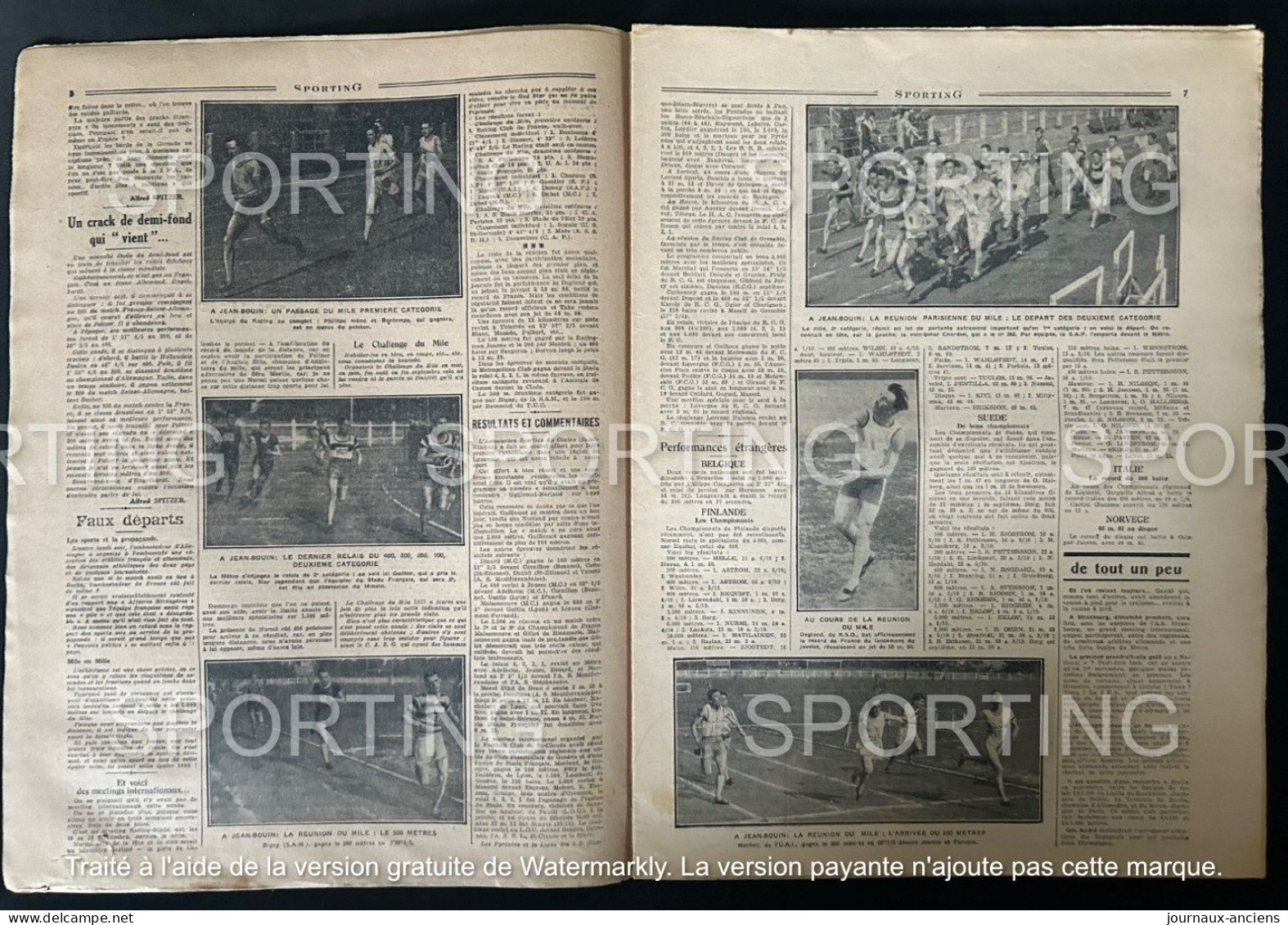 1927 Rare Revue Sportive " SPORTING " WATER POLO - CYCLISME PARIS LIMOGES - AUTOMOBILE LA BAULE - TENNIS - ETC.......... - 1900 - 1949