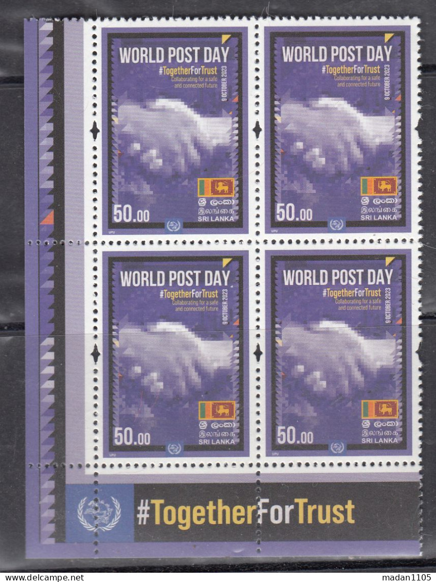 SRI LANKA , 2023, World Post Day, Block Of 4, Traffic Lights, MNH, (**) - Sri Lanka (Ceilán) (1948-...)