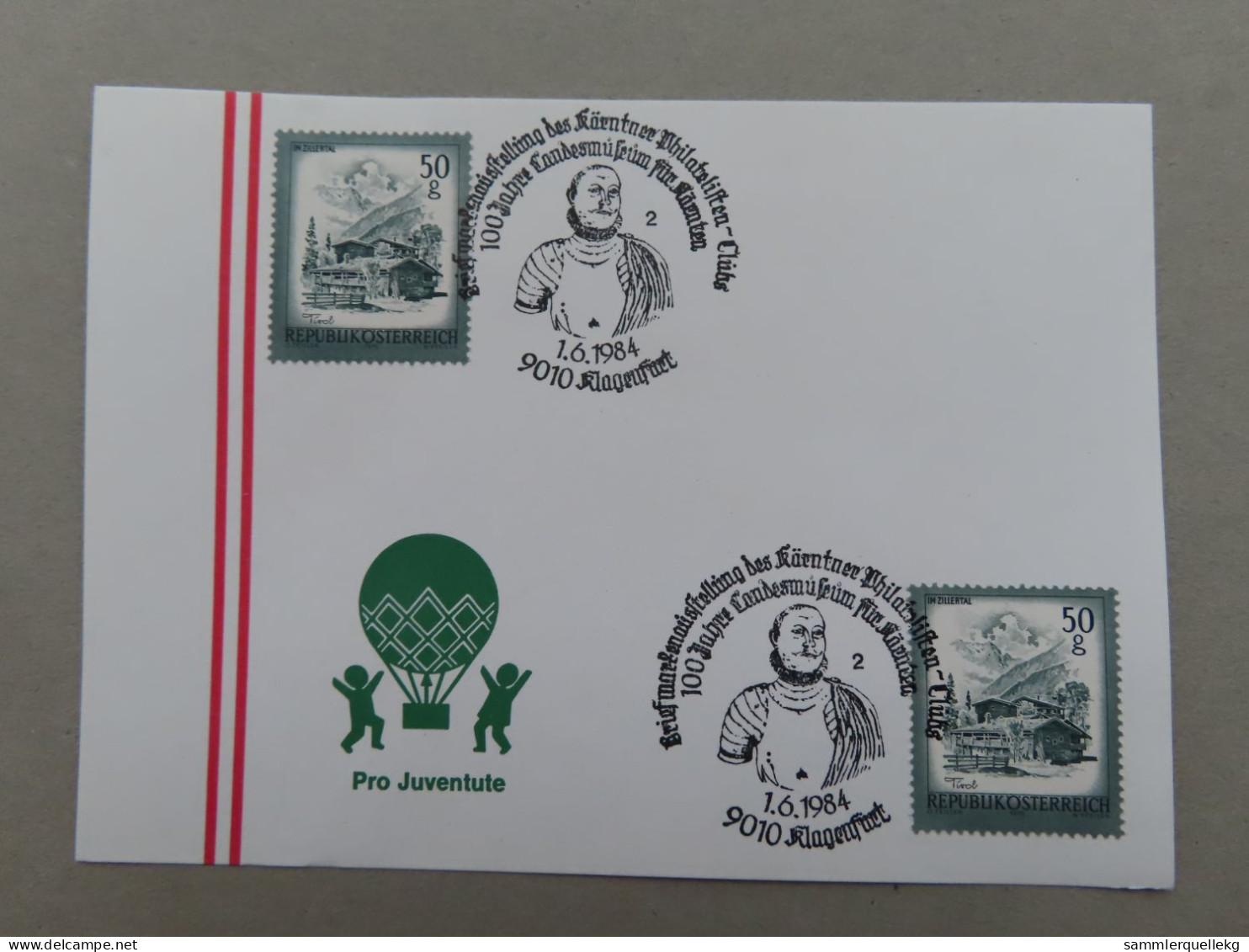 Österreich Pro Juventute - Mit Sonderstempel 1. 6. 1984 Klagenfurt, 100 Jahre Landesmuseum Für Klagenfurt (Nr.1016) - Sonstige & Ohne Zuordnung