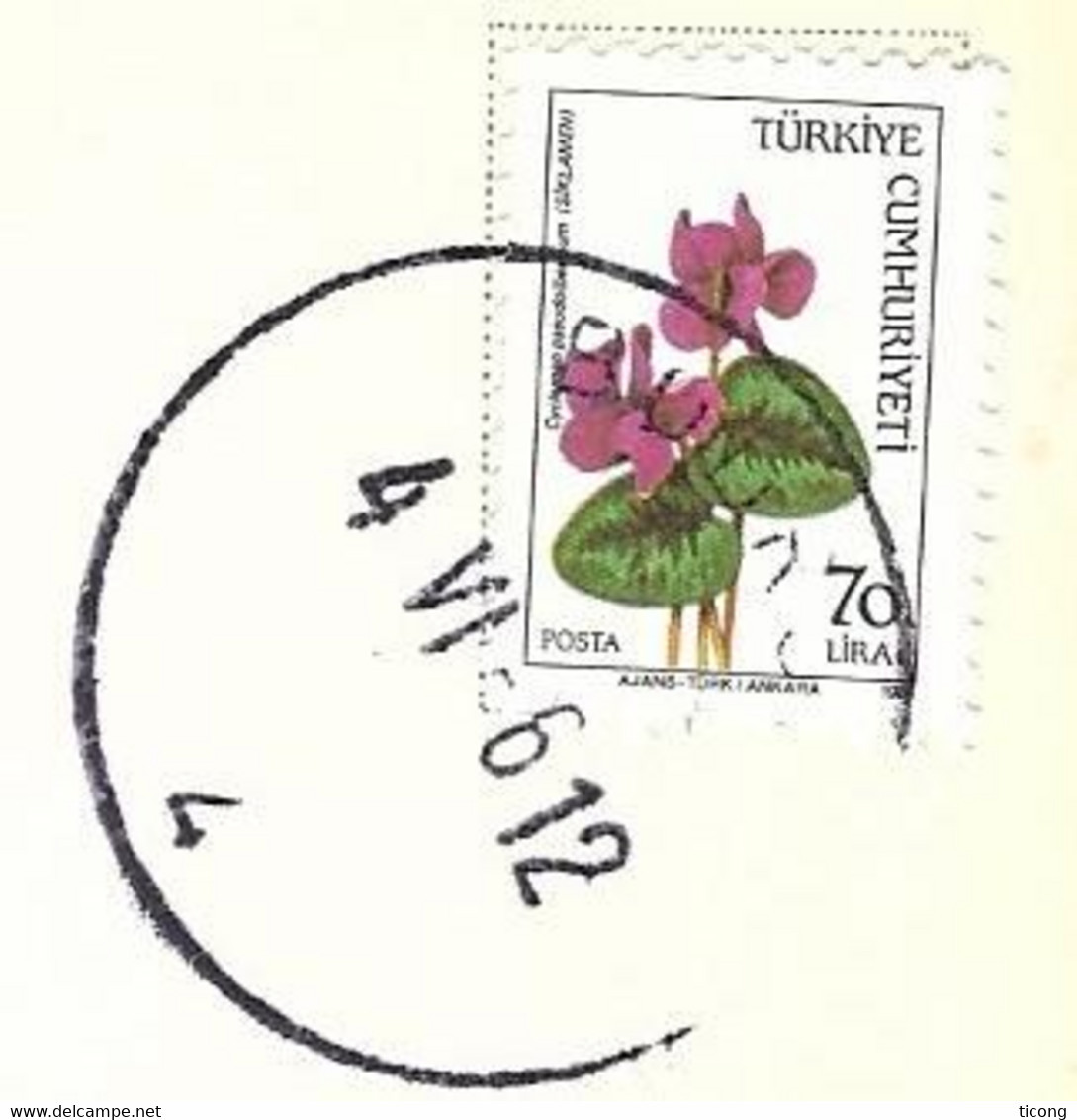 BODRUM TURQUIE 1986 - LEGENDE KUMBETLER, MER, BARQUES, VILLE - TIMBRE CYCLAMEN ( 1984 ) VOIR LES SCANNERS - Turkey