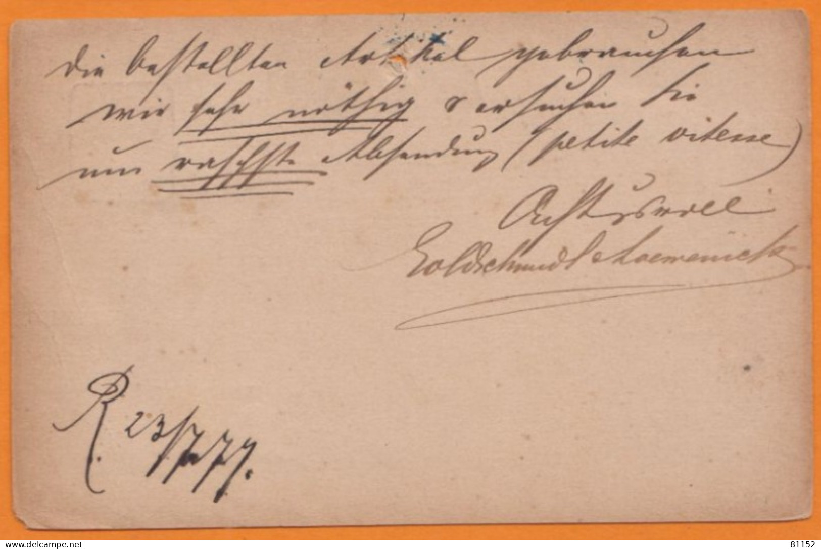 Cachet Marque D'entrée à Paris 1877 Sur  Entier CPA  5p + Complément 5p De FRANKFURT Allemagne - Marques D'entrées