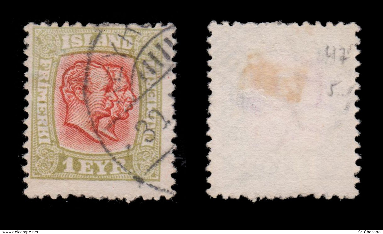 ICELAND.1907-8.K.Christian IX-K.Frederik VIII.1e.Scott.71.USED. - Used Stamps