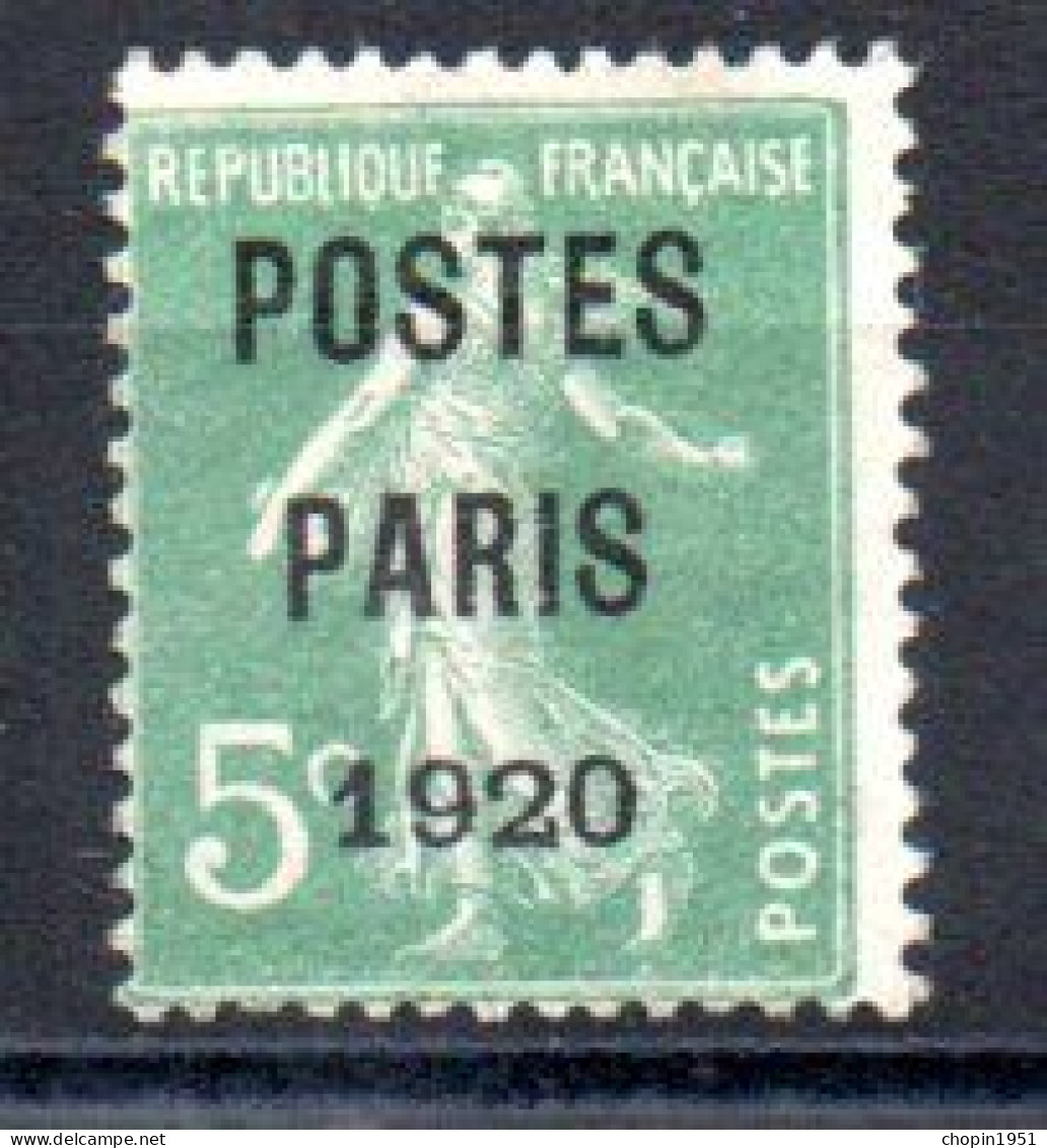 PRÉO N° 24a 5 C. Vert Clair - POSTES PARIS 1920 - Signé A.Brun - 1893-1947