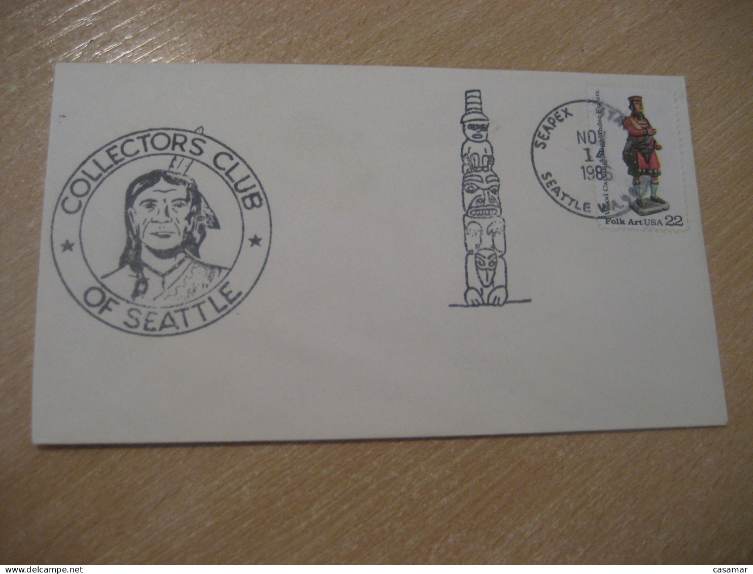 SEATTLE 1986 Collectors Club Seapex American Indians Indian Cancel Cover USA Indigenous Native History - Indiens D'Amérique