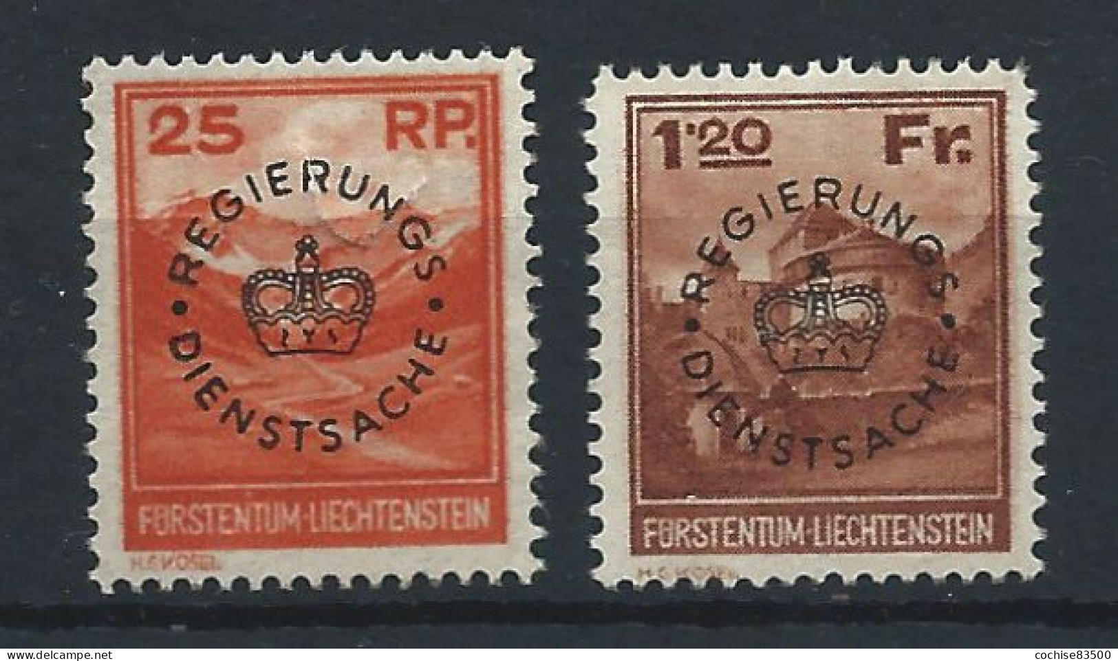 Liechtenstein Service N°9/10* (MH) 1933 - T.P De 1933 Surchargés - Official