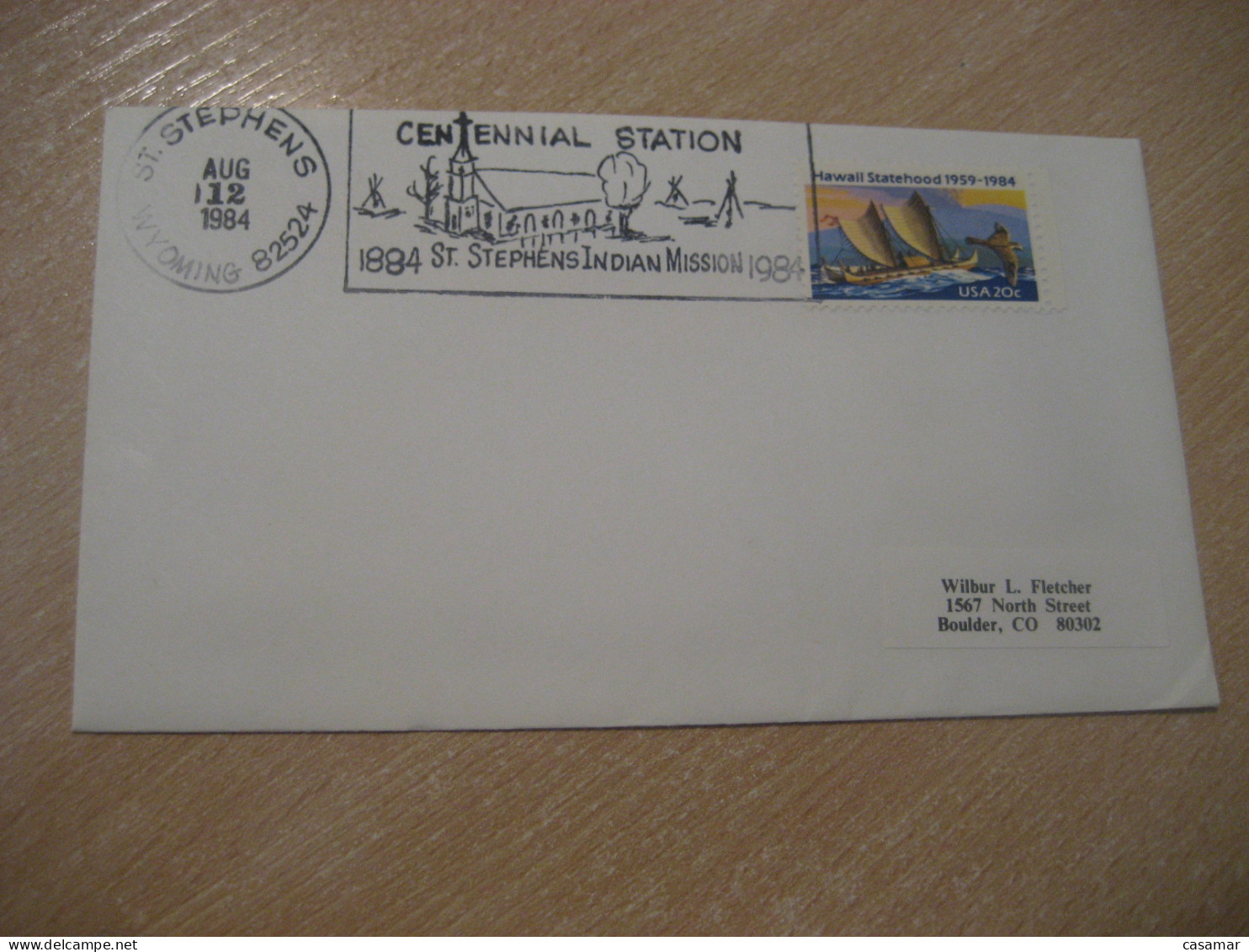 ST. STEPHENS 1984 Indian Mission American Indians Indian Cancel Cover USA Indigenous Native History - American Indians