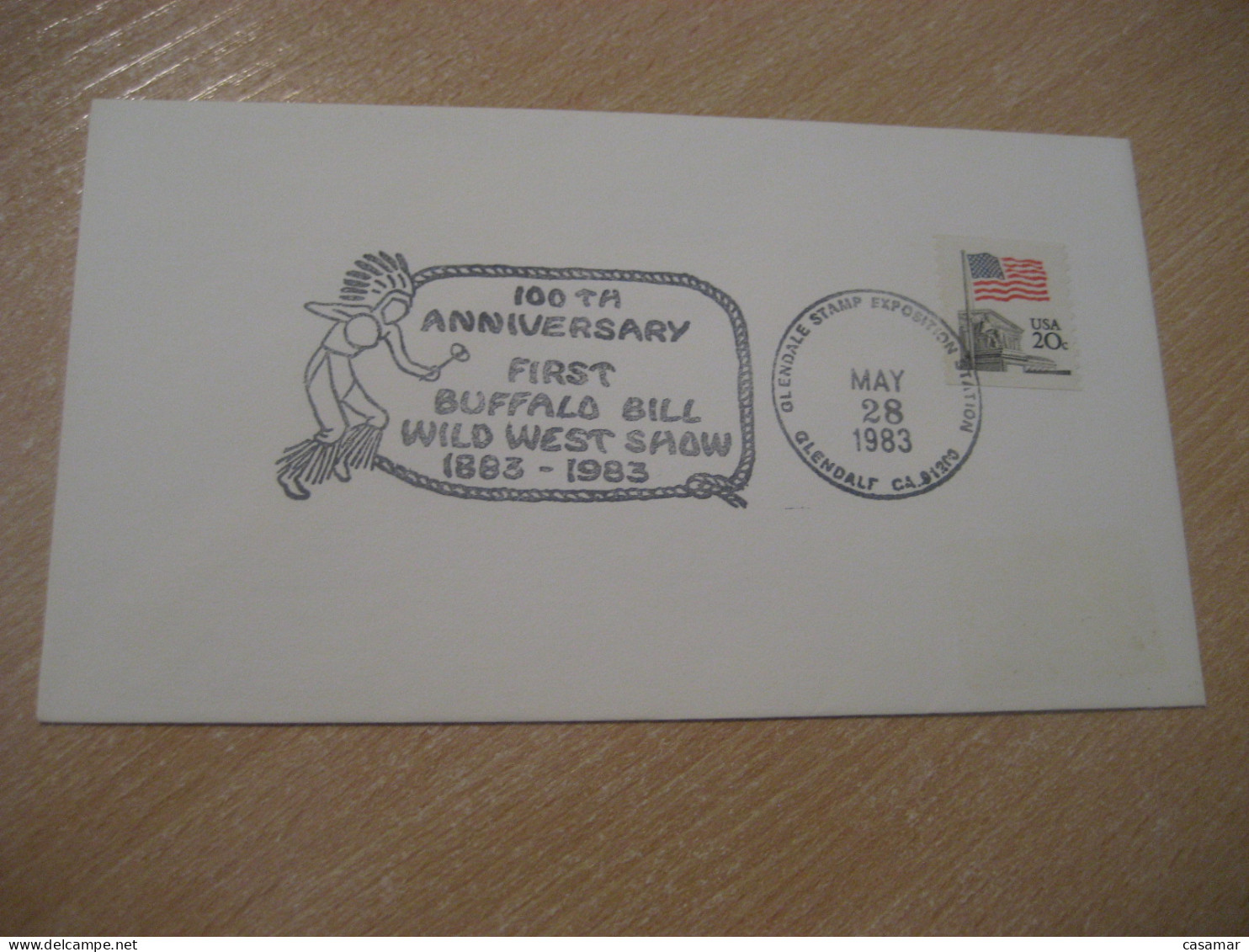 GLENDALF 1983 First Buffalo Bill Wild West Show American Indians Indian Cancel Cover USA Indigenous Native History - Indiens D'Amérique