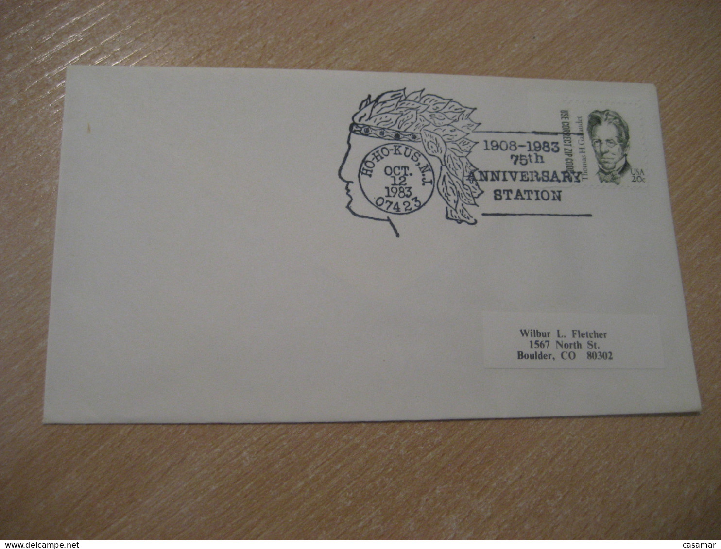 HO-HO-KUS 1983 75th Anniversary Station American Indians Indian Cancel Cover USA Indigenous Native History - Indianer