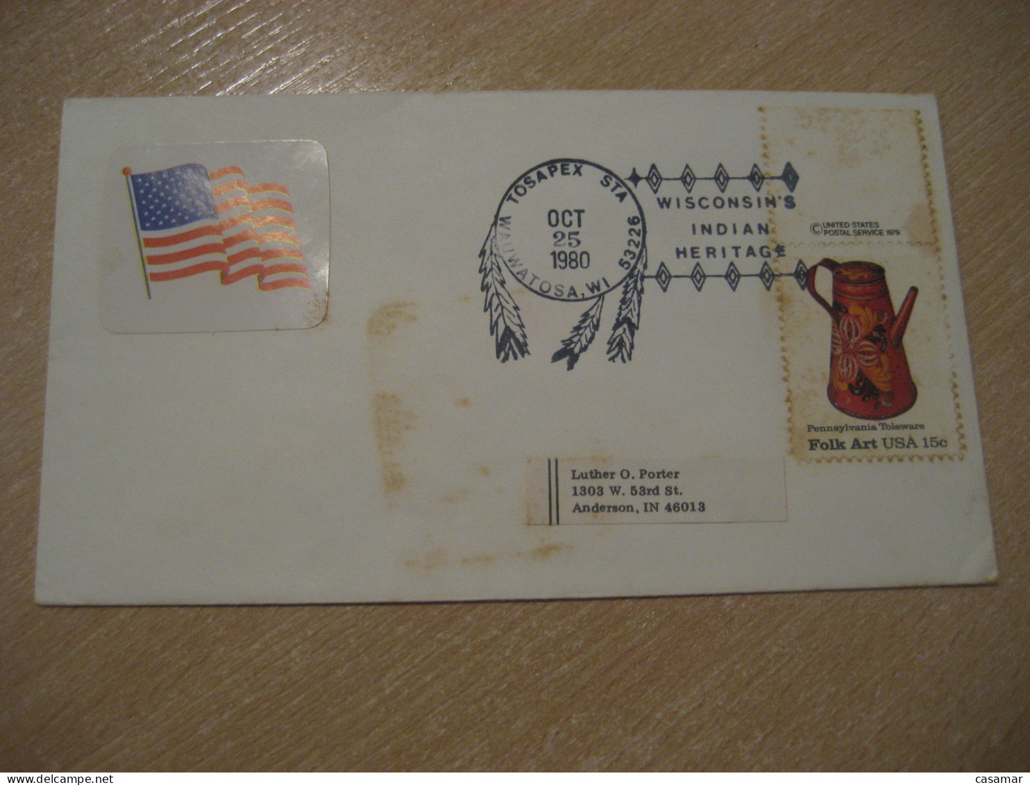 WAUWATOSA 1980 Tosapex Wisconsin Indian Heritage American Indians Indian Cancel Cover USA Indigenous Native History - American Indians