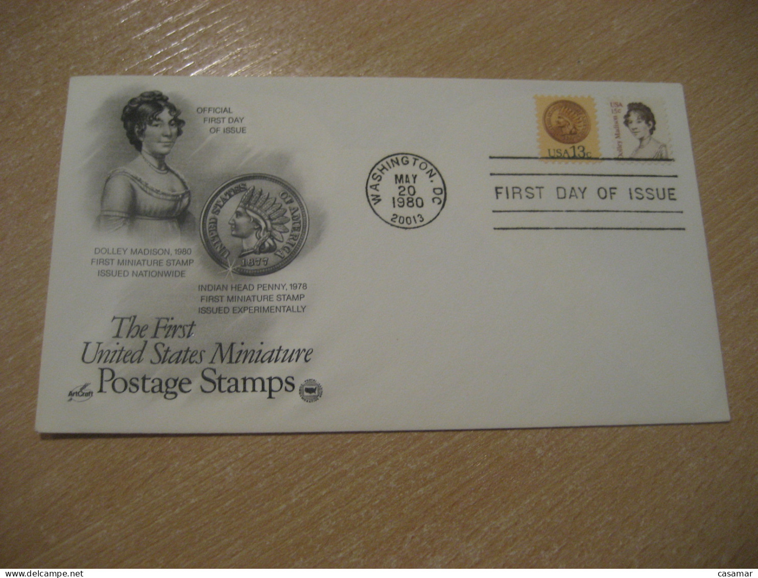 WASHINGTON 1980 Indian Head Penny Dolley Madison American Indians Indian FDC Cancel Cover USA Indigenous Native History - Indianen