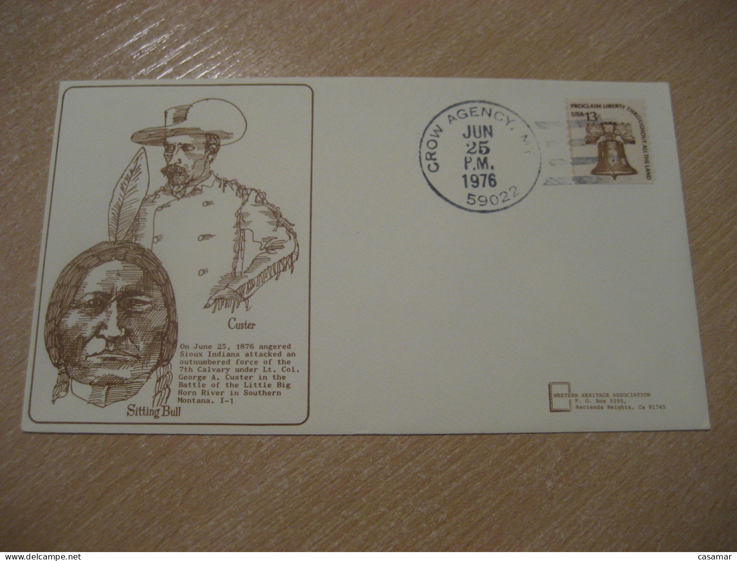 CROW AGENCY 1976 Custer Sitting Bull American Indians Indian Cancel Cover USA Indigenous Native History - Indianen