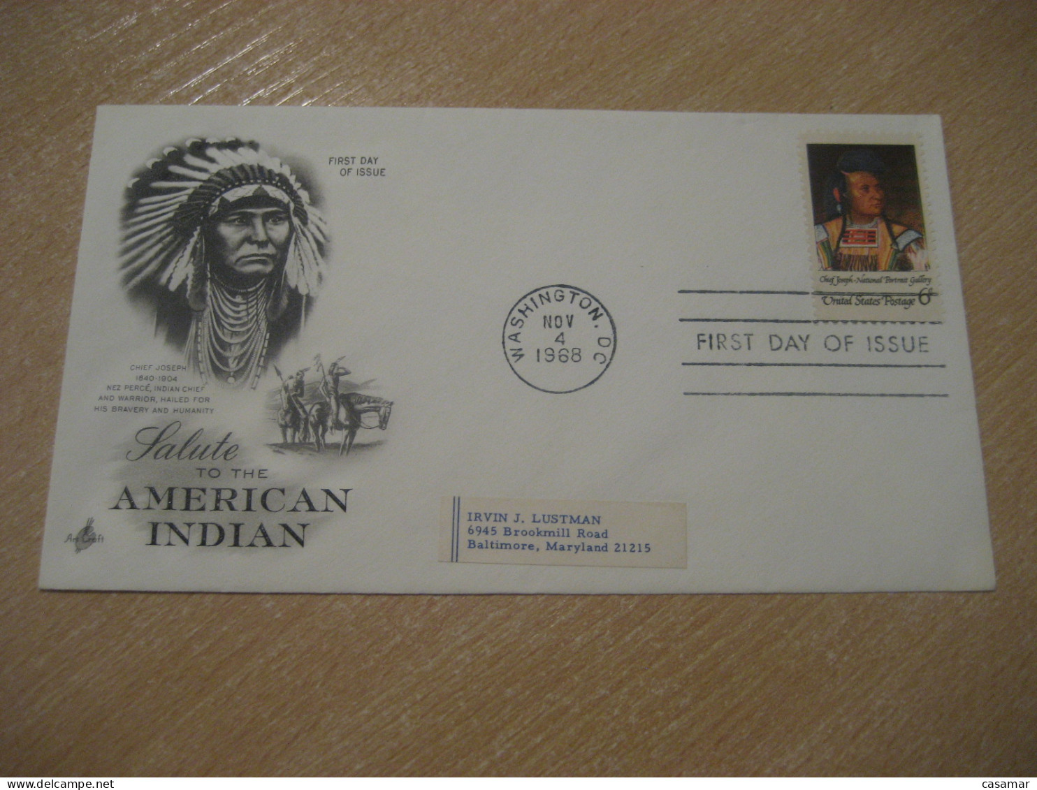 WASHINGTON 1968 Chief Warrior Joseph Nez Perce American Indians Indian FDC Cancel Cover USA Indigenous Native History - American Indians