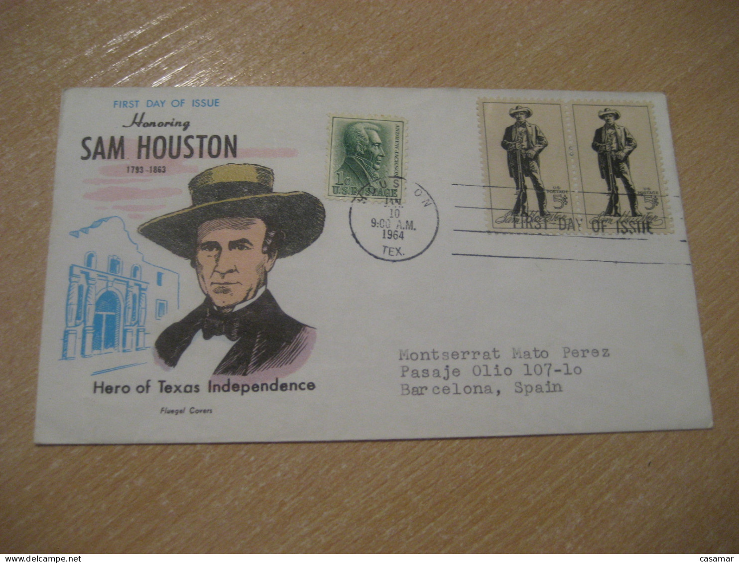 HOUSTON 1964 Sam Houston Independence Hero American Indians Indian FDC Cancel Cover USA Indigenous Native History - Indios Americanas