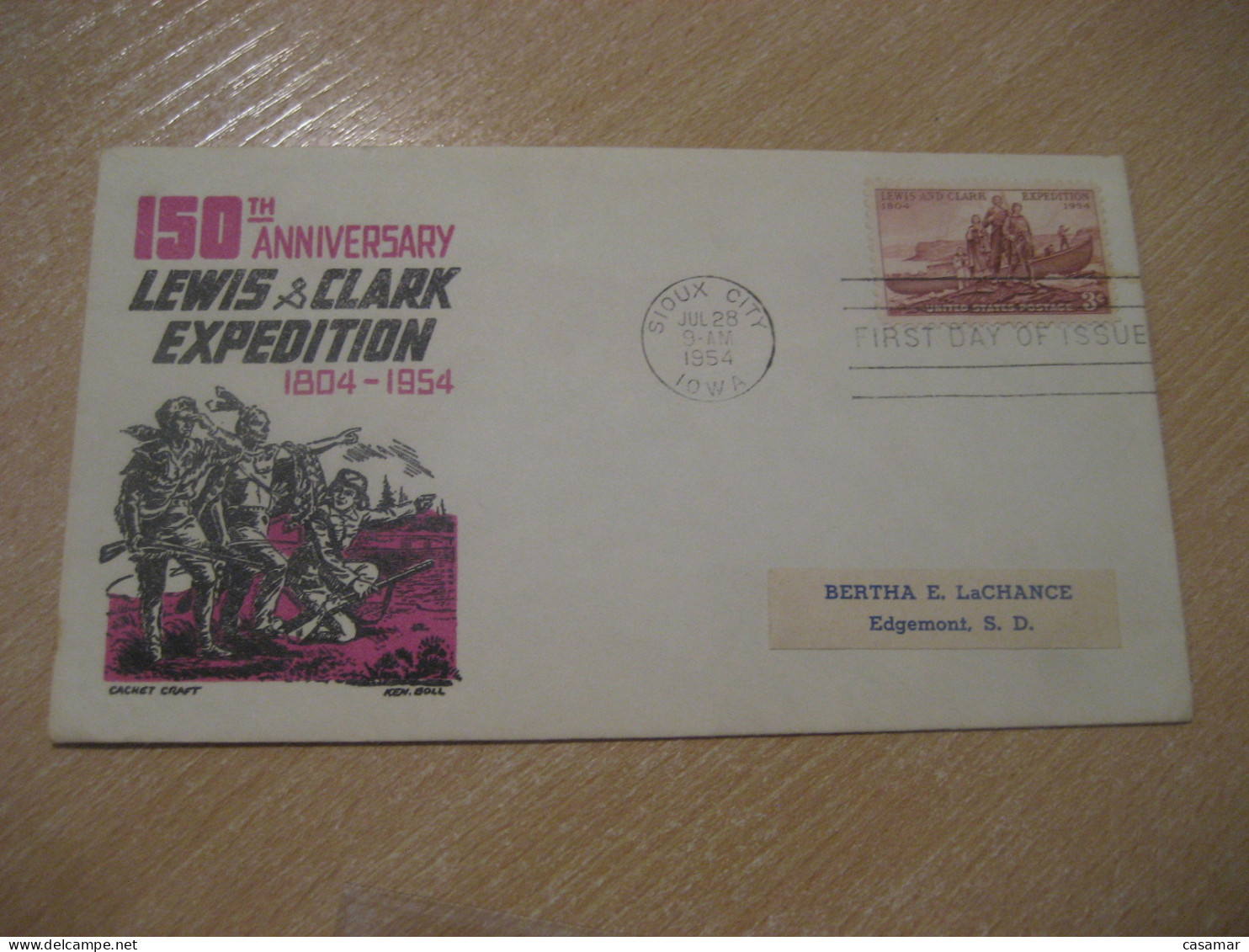 SIOUX CITY 1954 Lewis And Clark Expedition American Indians Indian FDC Cancel Cover USA Indigenous Native History - Indiani D'America
