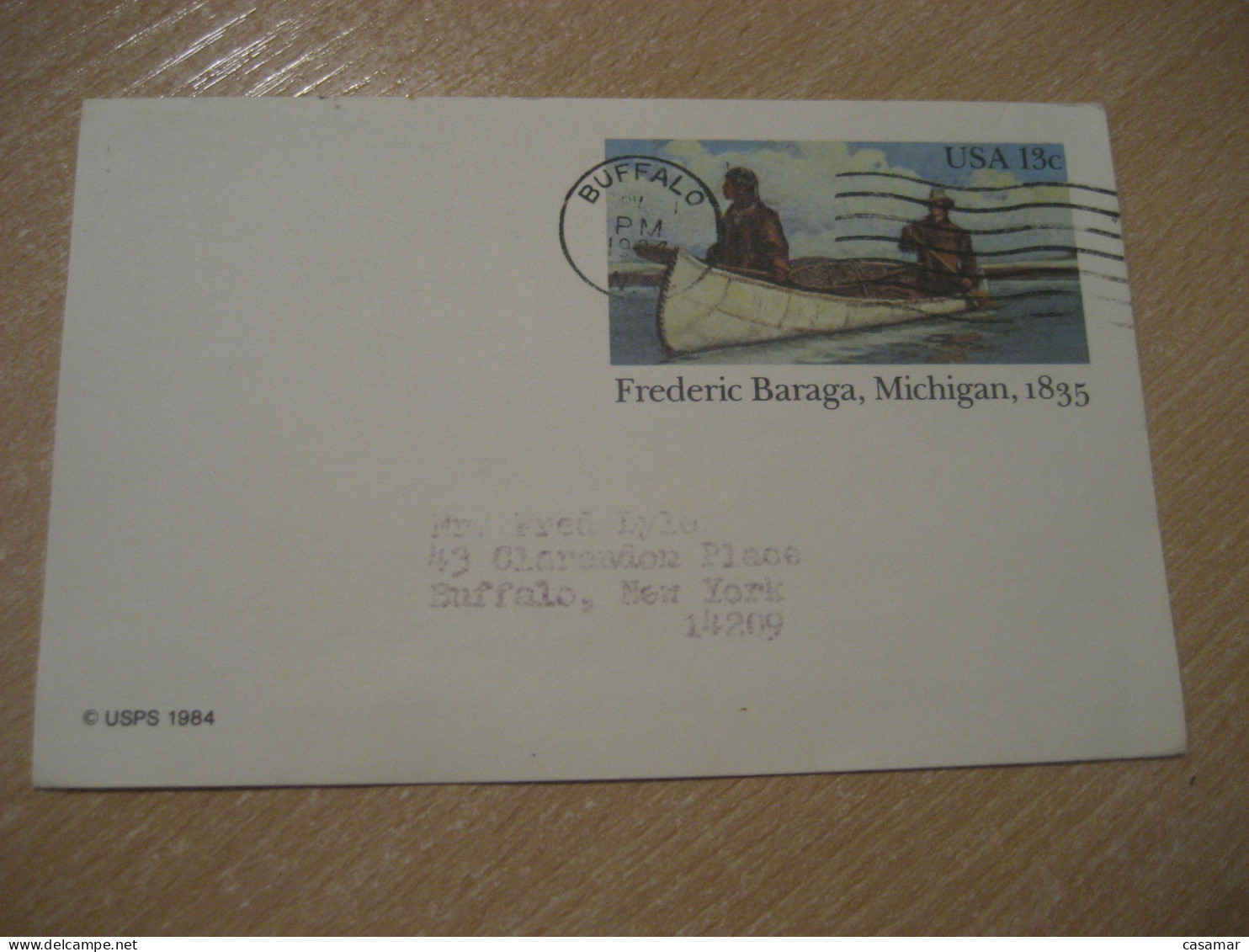 BUFFALO 1984 Frederic Baraga Micihigan American Indians Indian Cancel Stationery Card USA Indigenous Native History - Indiani D'America