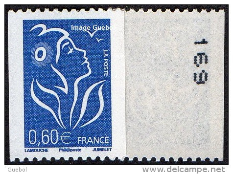 France N° 3973 ** Marianne De Lamouche. Roulette Du 0.60€ Bleu, Au Verso N° En Noir - Neufs