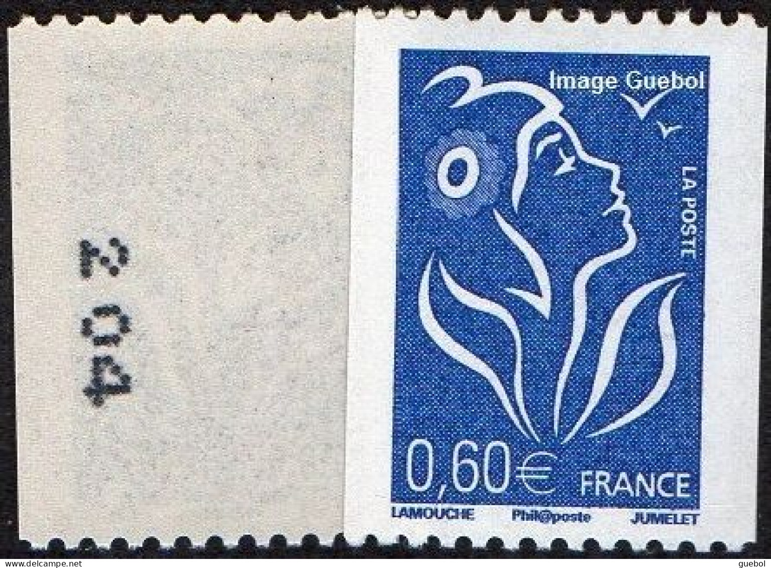 France N° 3973 ** Marianne De Lamouche. Roulette Du 0.60€ Bleu, Au Verso N° En Noir - Ongebruikt