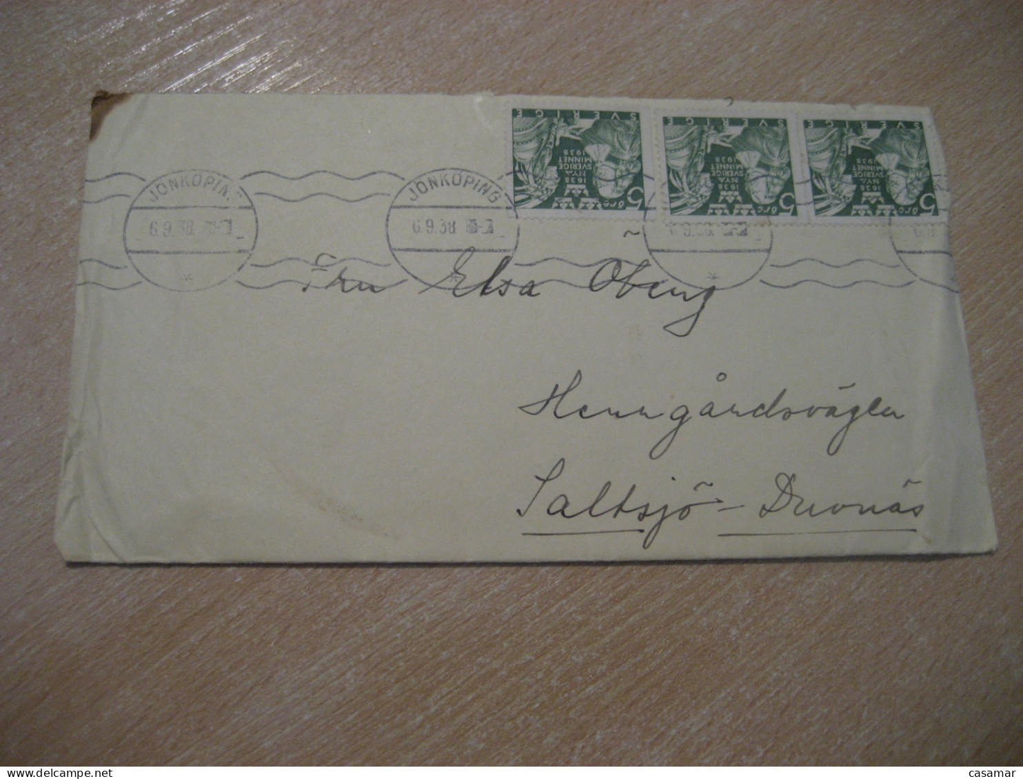 JONKOPING 1938 To Salksjo American Indians Indian 3 Stamp Cancel Cover SWEDEN Indigenous Native History - American Indians