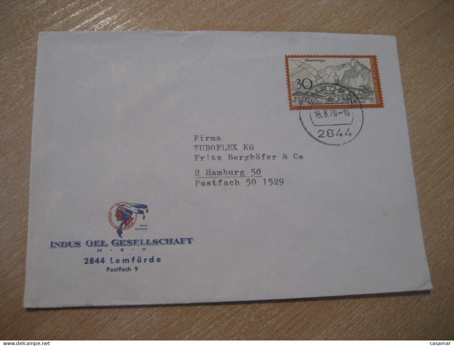 LEMFORDE 1970 To Hamburg American Indians Indian Cancel INDUS Cover GERMANY Indigenous Native History - Indios Americanas