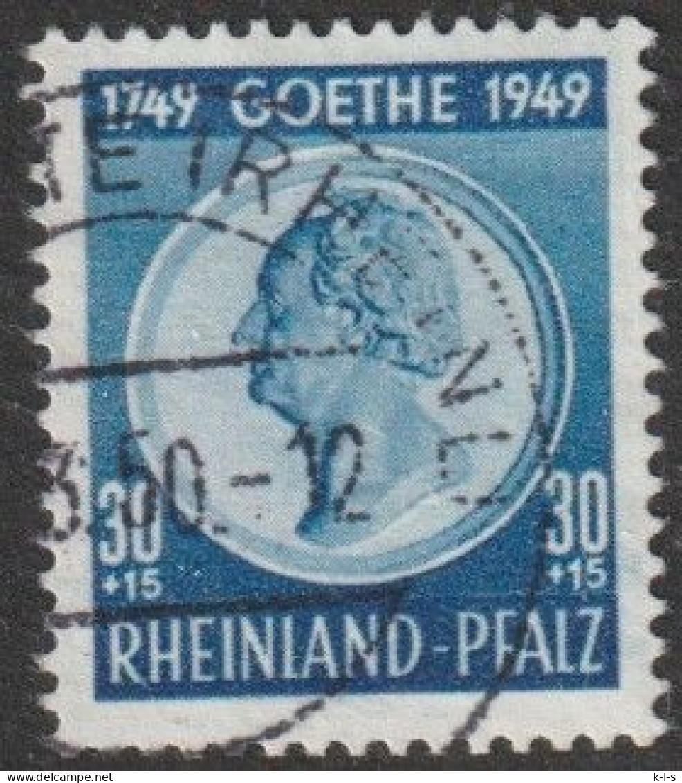 Franz. Zone- Rheinland-Pfalz: 1949, Mi. Nr. 48, 200. Geburtstag Von Goethe, 30+15 Pfg. AngelikaFacius. Gestpl./used - Rheinland-Pfalz